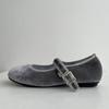 New Arrivals Open Run Women Mary Jane Velvet Flat Buckle