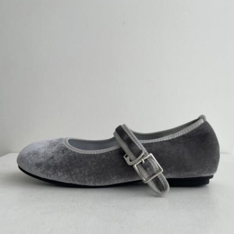 New Arrivals Open Run Women Mary Jane Velvet Flat Buckle