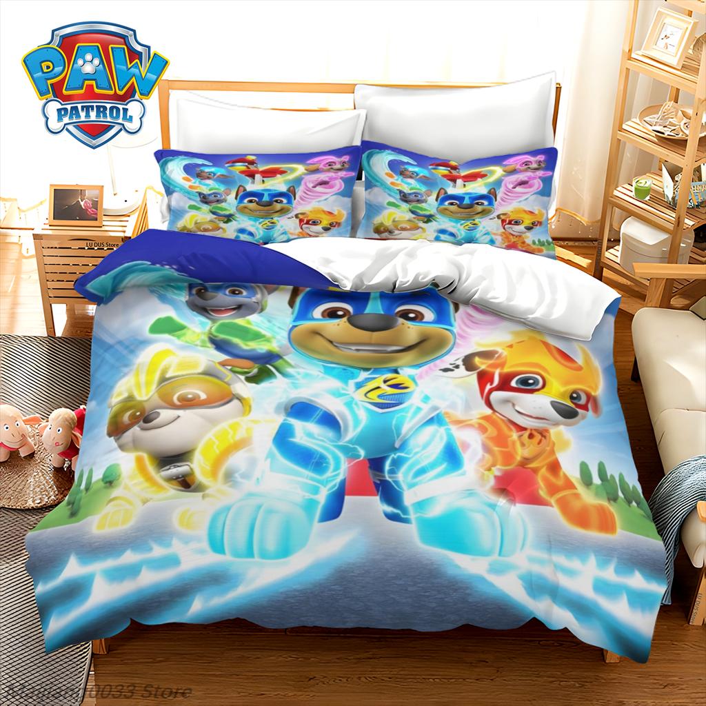 Paw Patrol Cartoon Duvet Cover, Cute Puppy Printed Quilt Cover with Pillowcase, Soft Bedding for Kids Bedroom