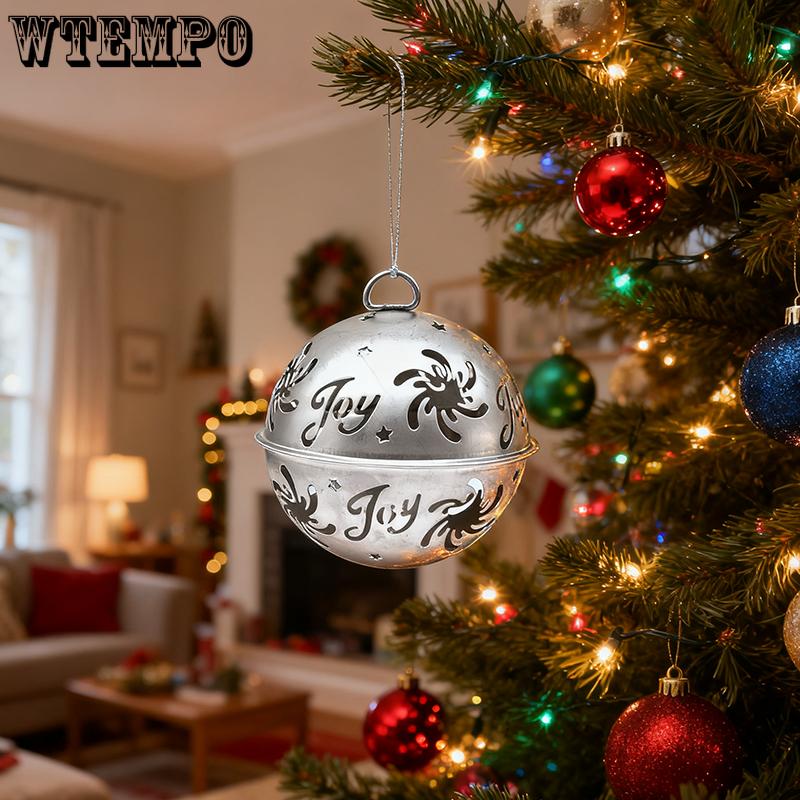 WTEMPO Silver Jingle Bells for Crafts Christmas Tree Large Hanging Bell Pendents Christmas Craft Bells Ideal for DIY Festival Home Decorations