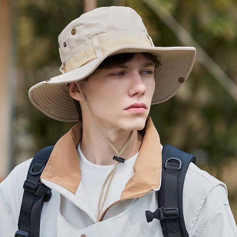 New Summer Bucket Hat Outdoor Fishing Sun Hat Hiking Sunscreen Cap Foldable Wide Brim UPF 50+