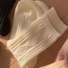 Rhombus Wool Retro Twist Medium Tube Simple Warm Brown Stacking Socks Stockings