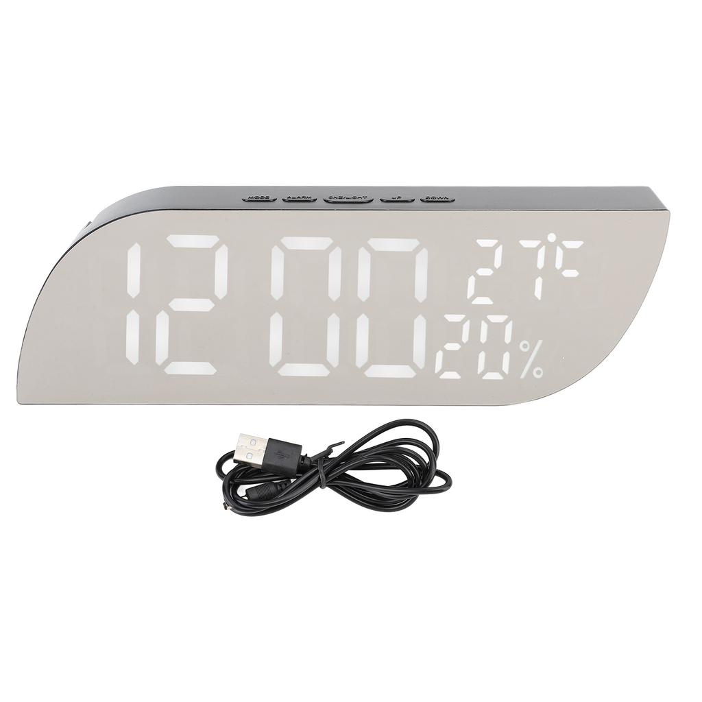 Digital Alarm Clock Multifunction Innovative Silent Temperature Humidity LED Mirror Desk Clock for