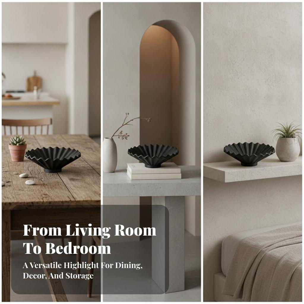 Fruit Bowl with Pedestal Textured Handcrafted for Entryway Console