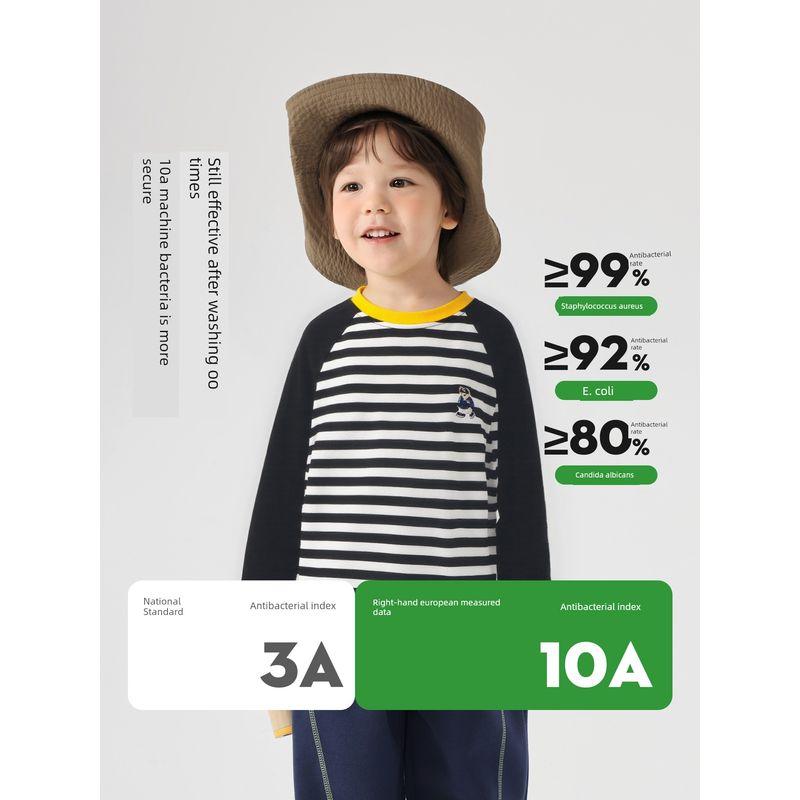 Right European Boys Long sleeves Shirt Children's Spring and Autumn Bear Raglan Sleeve 2026 New Children's Clothing Baby Casual Bottoming Shirt