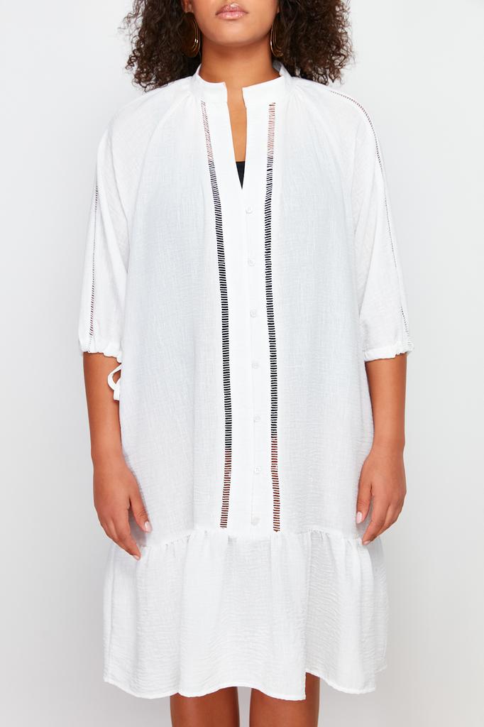 Женская мода, новое платье больших размеров, черное пляжное платье с v-образным вырезом и воланами