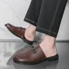 Men's Bag Head Slippers 46 Large Size New Half-drag Leather Shoes Fashion Trend Foreign Trade Men's Foot Lazy Shoes