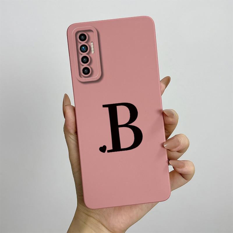 For Tecno Camon 17P 6GB 128GB Case 6.8 Inch Cute Initial Letters Soft Liquid Silicone Shockproof Funda For Tecno Camon 17P Cover