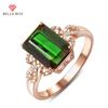 BELLA BOX Женское кольцо с зеленым камнем Cz, цвет розового золота, подарок на годовщину для очаровательных женских колец