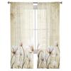 Flower Retro Tulip Plant Pastoral Style Bedroom Transparent Sheer Curtains Holiday Decoration Window Voile Tulle Curtain