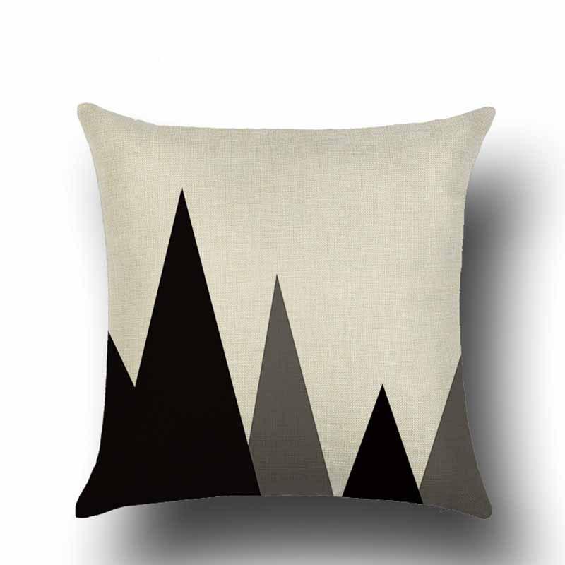Скандинавская черно-белая геометрическая наволочка из льна, современная, в новоамериканском стиле, с абстрактным узором из треугольников, диванная подушка