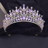 Роскошные розовые хрустальные свадебные короны, королевские диадемы королевы, повязки на голову для девочек, свадебный головной убор для выпускного вечера, диадема для невесты, украшения для волос, аксессуары