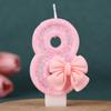 Pink Bow Number Birthday Candle Cake Decoration 1st Year Handmade Birthday Candle 0-9