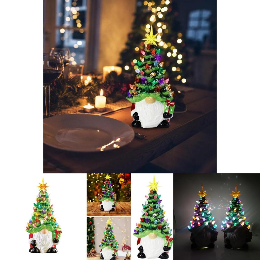 Lighted Christmas Gnomes Resin Ornament With Sculpted Design For Festive Display