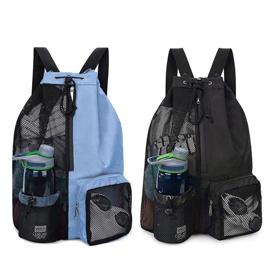 Спортивный рюкзак на шнурке для спортзала, большая вместимость, большая несущая сетчатая сумка для плавания с мокрым карманом, дорожный пляжный рюкзак для плавания