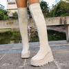 New Women Chunky Platform Knee High Boots Thick High Heels Long Shoes Women Plus Size Slim Stretch Autumn Winter Ankle Boots