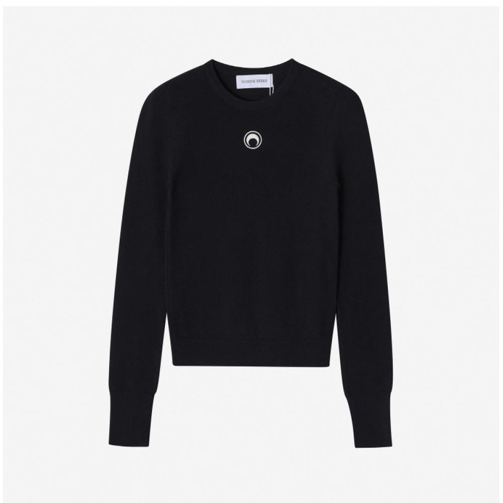 Женский облегающий трикотаж Marine Serre с логотипом луны Wtk014a Ckni0511 Bk99