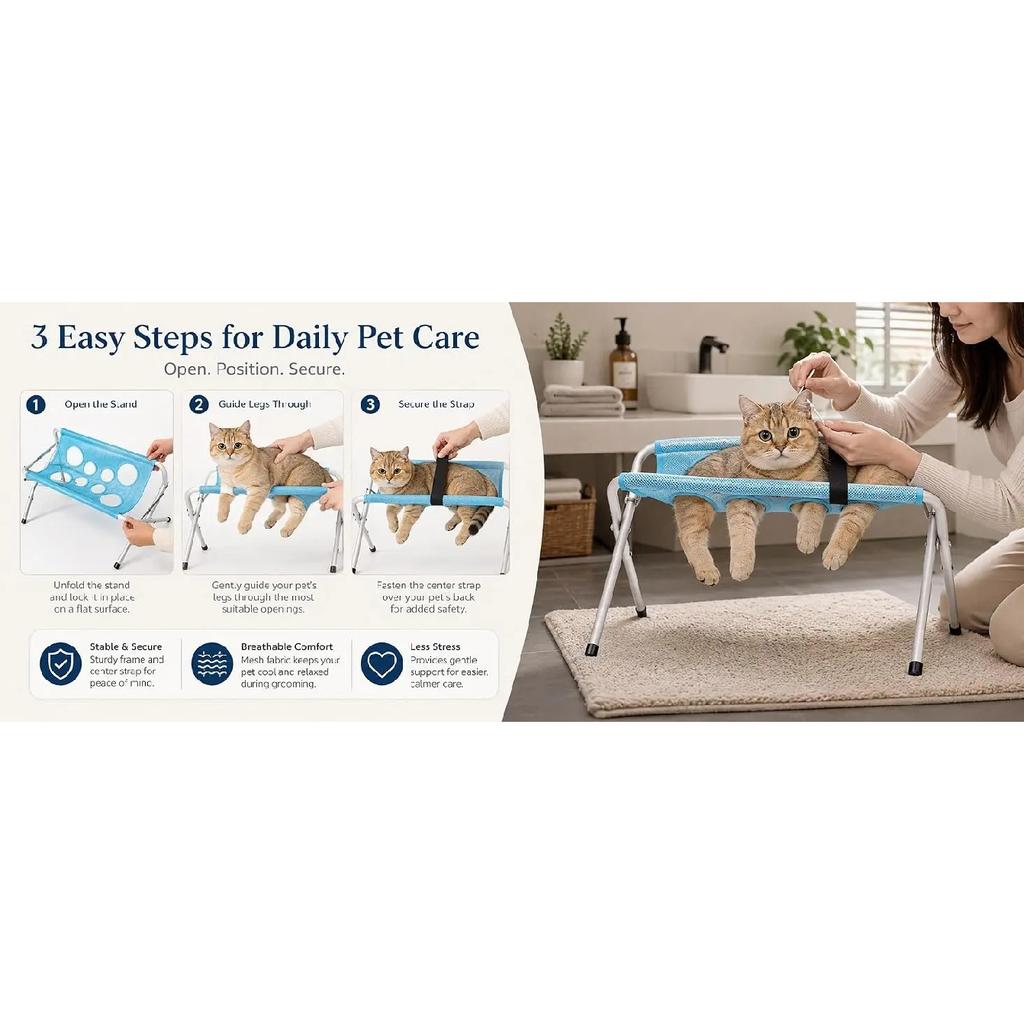Dog Grooming Hammock Foldable Pet Paw Bathing Wash Hammock Stand for Dogs and Cats, Mesh Bath Support for Nail Trimming, Bathing
