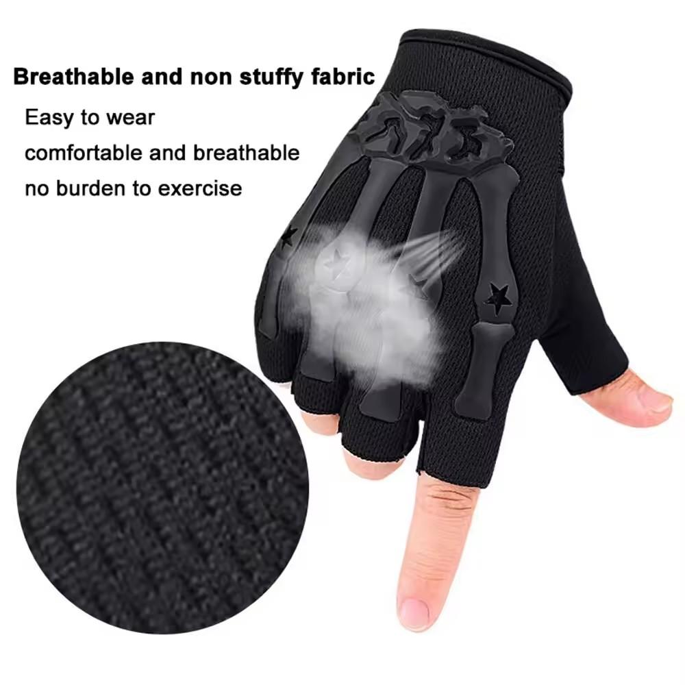 Five Pointed Star Skeleton Tactical Gloves for Men Outdoor Cycling Anti Slip Breathable Half Finger Gloves for Fitness Exercise