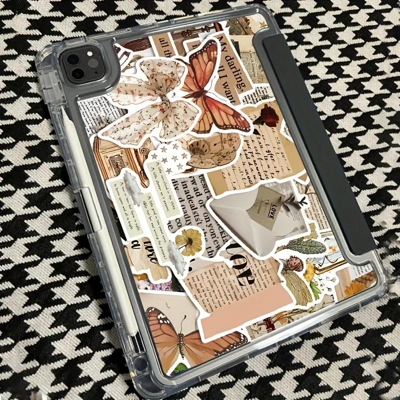 Vintage Aesthetic Sticker Pack, 30pcs SetWaterproof PVC Decals for Phone Cases & Notebooks with Inspirational Quotes & Butterfly Designs