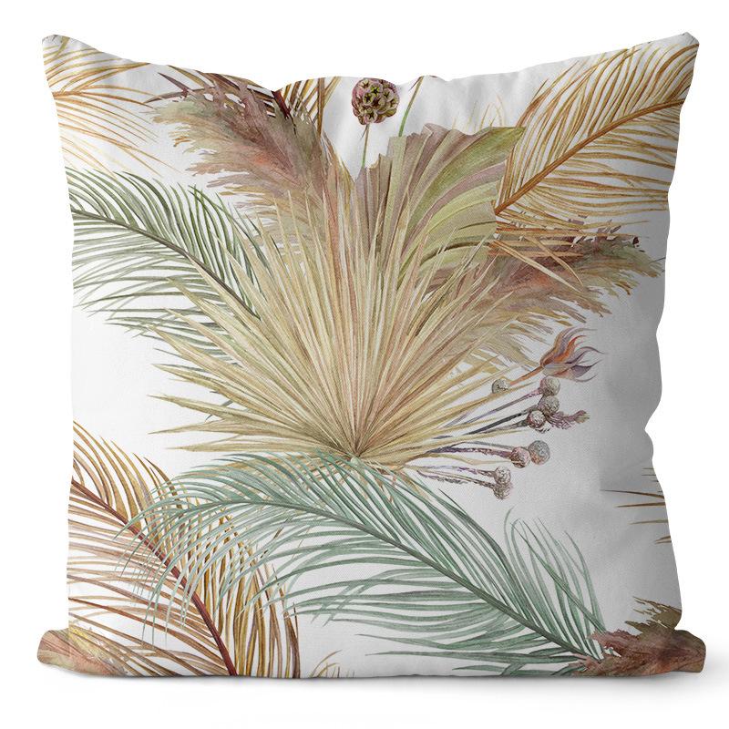 Golden Ginkgo Leaf Peach Skin Velvet Pillow Cover Leaf Print Home Pillow Cover Living Room Cushion Cover
