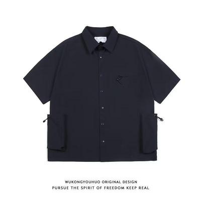 Молодежная японская рабочая одежда: Мужская повседневная рубашка с коротким рукавом свободного кроя для лета