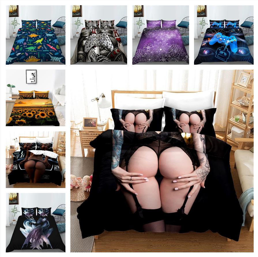 Бытовое постельное белье с 3D-печатью, односпальная двуспальная кровать, полноразмерная модная наволочка для спальни и пододеяльник, удобное постельное белье для спальни