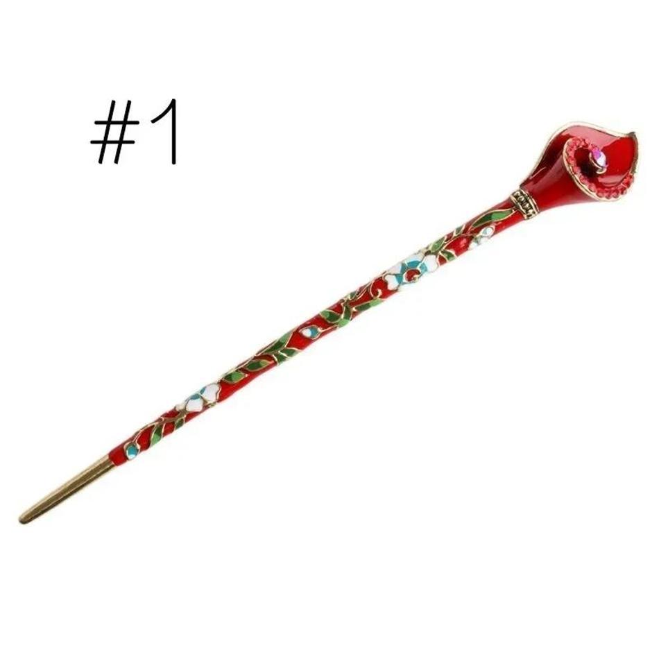 1 Pcs New Women Vintage Hair Stick Fashion Metal Rhinestone Handmade Hair Hairpin Pin Accessories Creative Gifts Head Decor