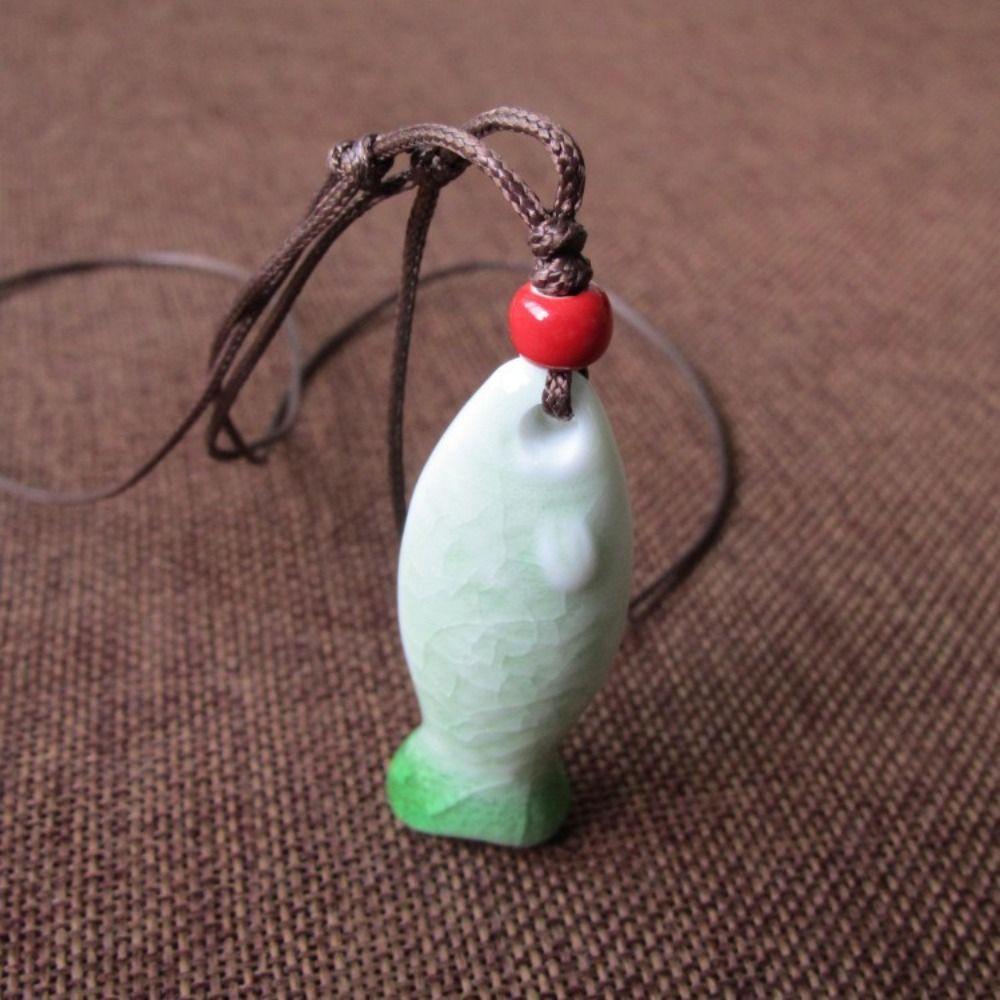 Chinese Style Porcelain Necklace Delicate Boho Ethnic Necklace Gifts Personalized Whistle Friend
