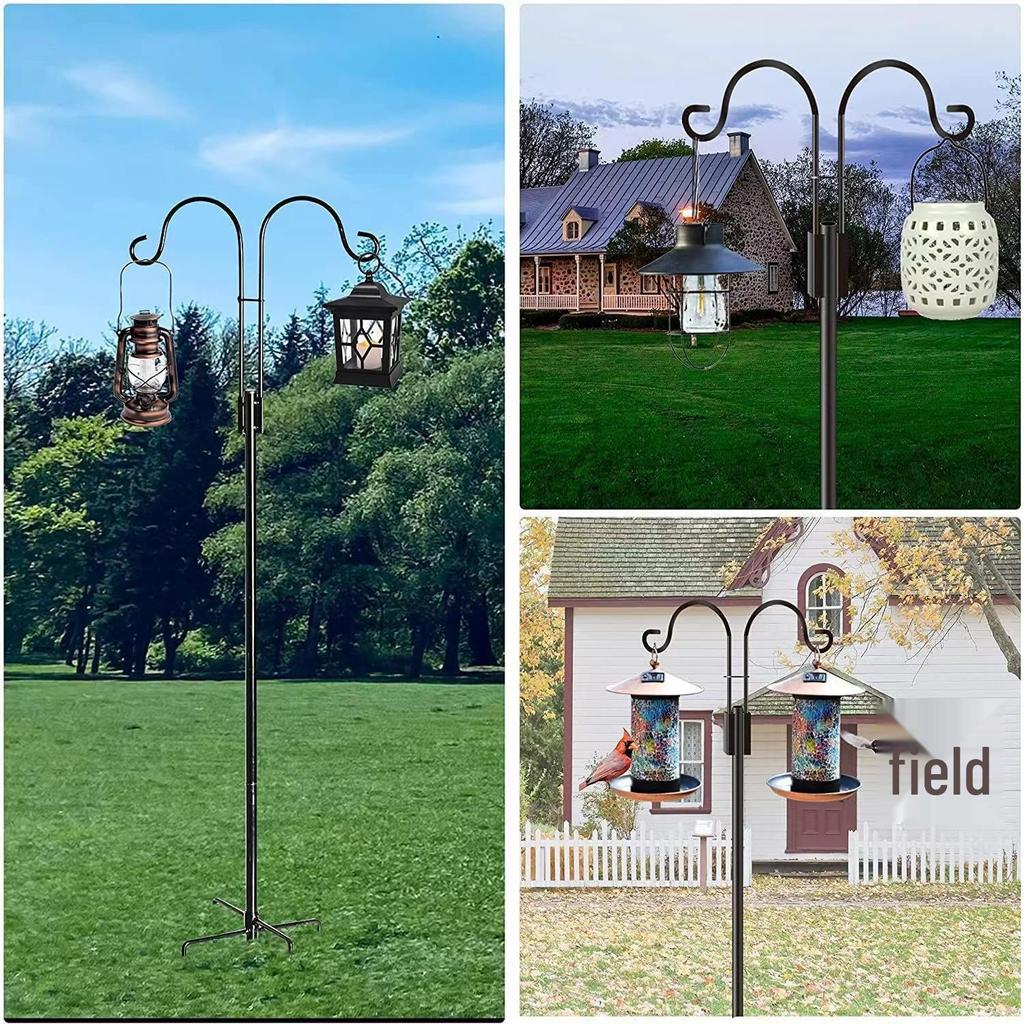 Garden Shepherd Hook: Double Hook Iron Art for Potted Plants and Decorative Lamps