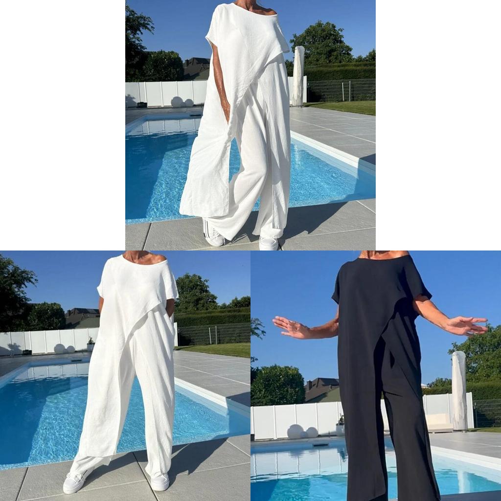 Loose Fit Pure Cotton Top And Pants Suit With Light Silky Finish For Summer Wear