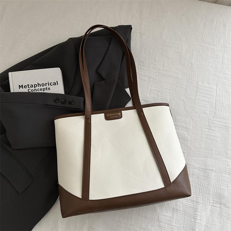 Осенняя большая сумка-тоут модная простая текстура женская сумка через плечо красивый темперамент большая сумка