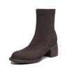 Krazing Po Flock Winter Round Toe Size 33 Western Boots Size 43 Thick High Heels Concise Style Ankle Boots