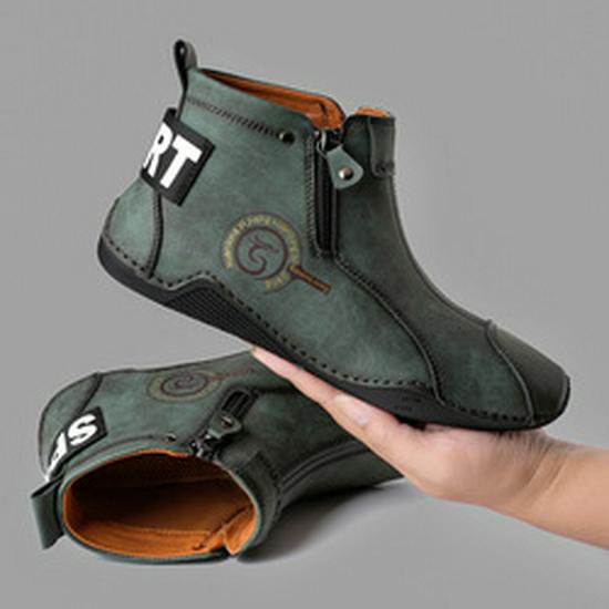 Осень/Зима 2023 Мужские кожаные высокие ботинки Martin большого размера Octopus Zipper Outdoor