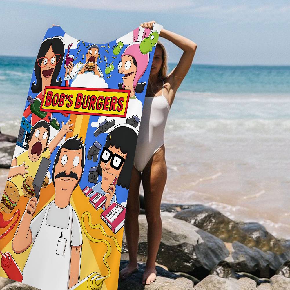 Мультяшная Bobs B-Burgers Аниме Пляжное Полотенце для Купания Мягкое Впитывающее Мочалка Детские Подарки Для Детей Путешествия Кемпинг Спортзал