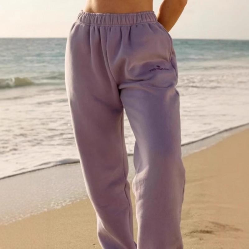 Womens Embroidered Letter Fleece Sweatpants Loose Fit Casual Joggers