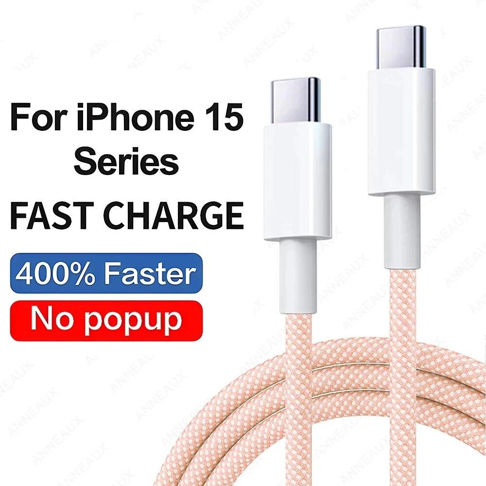 Кабель USB C для быстрой зарядки 35 Вт для Apple iPhone 15 Pro Max, кабель USB C для передачи данных для iPhone 15 Plus, аксессуары для зарядного устройства