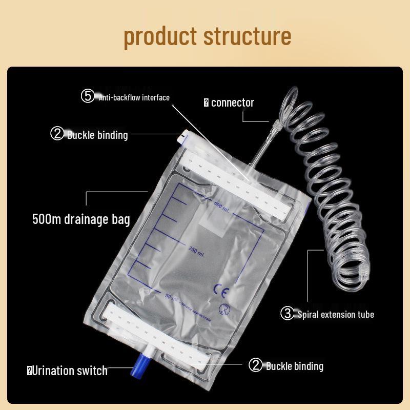 500ml Pet Urine Collection Bag with Anti-Reflux Tube - Disposable Cat & Dog Catheter