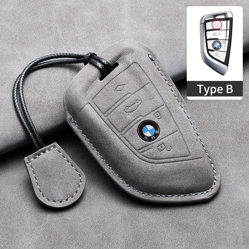 KWYP9 Hot 2025 Suede Leather Car Key Case Cover Shell Fob For BMW X1 X3 X5 X6 X7 1 3 5 6 7 Series G20 G30 G11 F15 F16 G01 G02 F48 Acce