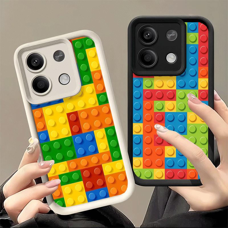 Phone Case for Xiaomi Redmi Note 15 14 13 Pro Plus Fashion Building Blocks Pattern Shell 12S 11 11S 11T 5G 14S Soft Silicone Fun