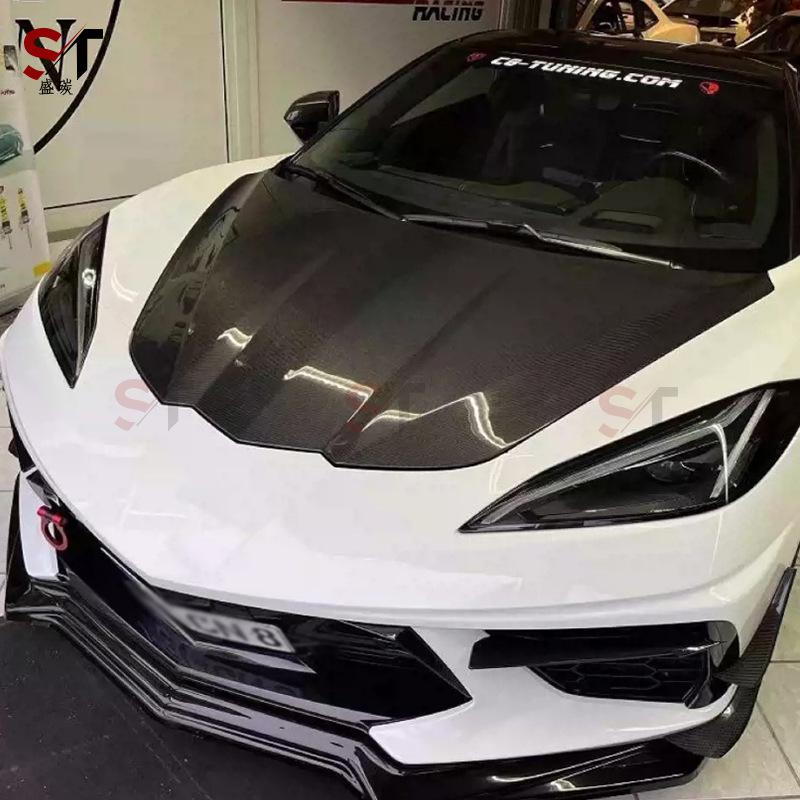 Капот из углеродного волокна Chevrolet Corvette C8 - Модифицированный передний капот в оригинальном стиле, комплект кузовных деталей