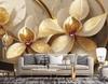 Wallpaper Flowers Glamour Gold