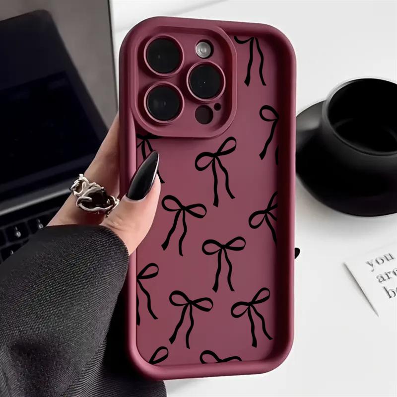 Милый силиконовый чехол для телефона с принтом черного банта для iPhone 17 Pro Max 16 15 14 13 12 11 Pro 17 Air 16E XS X XR 7 8 Plus Мягкая крышка