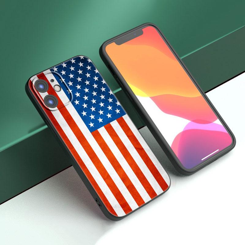 Чехол для телефона с американским флагом США и орлом для Apple iPhone 14 13 12 Mini 11 Pro Max 7 8 XR X XS 7 8 Plus SE 2020 2022, черный чехол