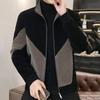 Мужская повседневная куртка на молнии, цветное трикотажное пальто с воротником-стойкой и длинными рукавами, с карманами, осенне-зимнее ветрозащитное пальто