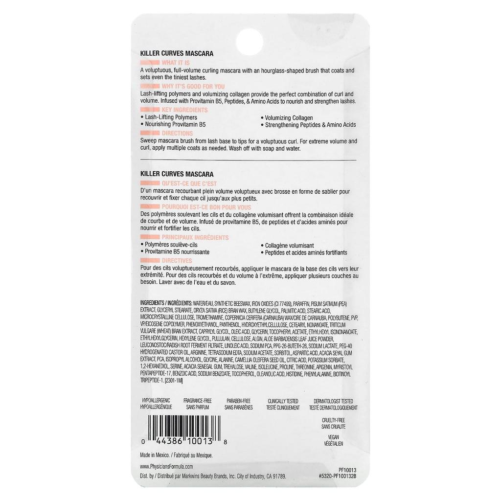 Killer Curve Mascara, Pf10013 Black, 8G(0.28Oz)