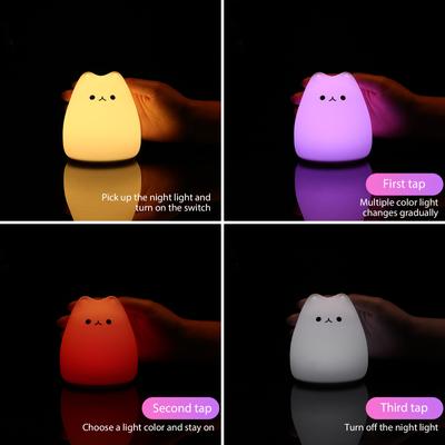 Мини Kawaii Популярный Ночной Светильник Cat Baby 7-цветный Pat Touch Цветоизменяющийся Защитный Ночной Светильник для Спальни Подарок Детям