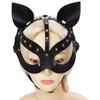 Черная маска для лица кошки из ПУ кожи
