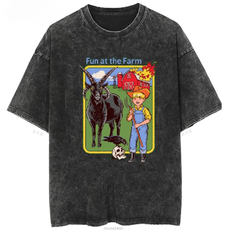 Серия комиксов ужасов. Мы уже приехали? Путешествия Игры для детей Печатные футболки Винтажные выстиранные хлопковые футболки Подарочная одежда