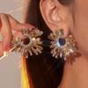 Temperament And Colorful C-Shaped Earrings Temperament And Elegant Snowflake Earrings Women's Crystal Earrings 1 Pair